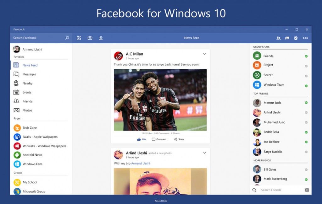 Facebook llega a Windows 10